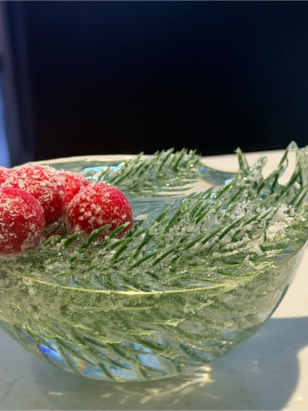 Holiday resin pine  with Red Frosted Berry Accents ornament